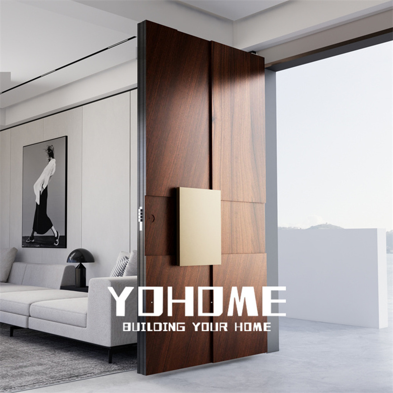 China luxury exterior smart pivot door for house security pretty wood doors for villa entrance modern front entry main doors