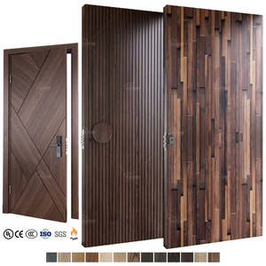 China luxury exterior smart pivot door for house security pretty wood doors for villa entrance modern front entry main doors