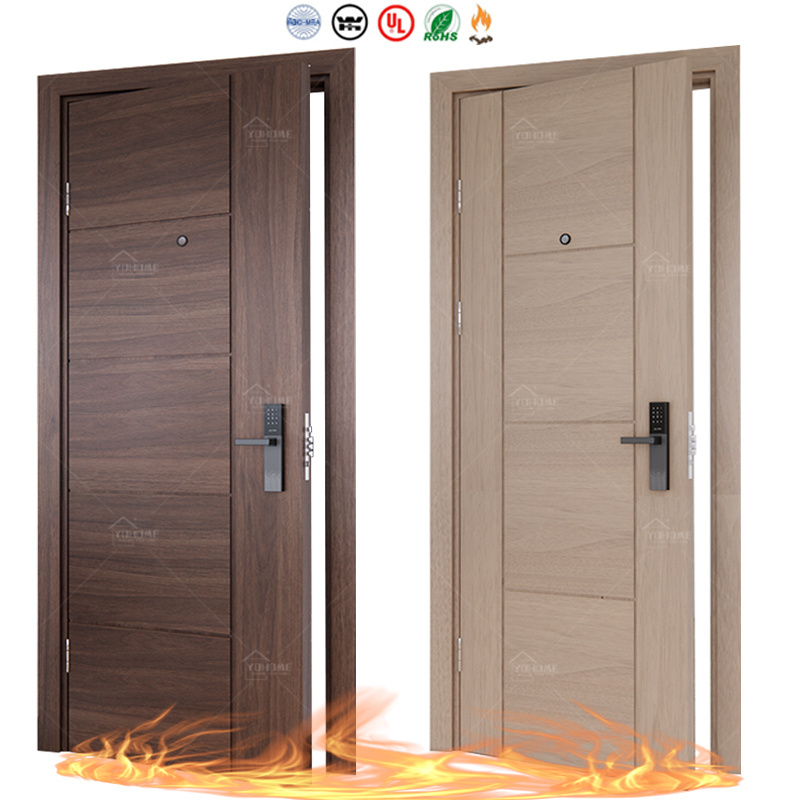 China top manufacturer 90 minutes fire rated wood door soundproof fire doors for indoor houses hotel fire rated interior doors