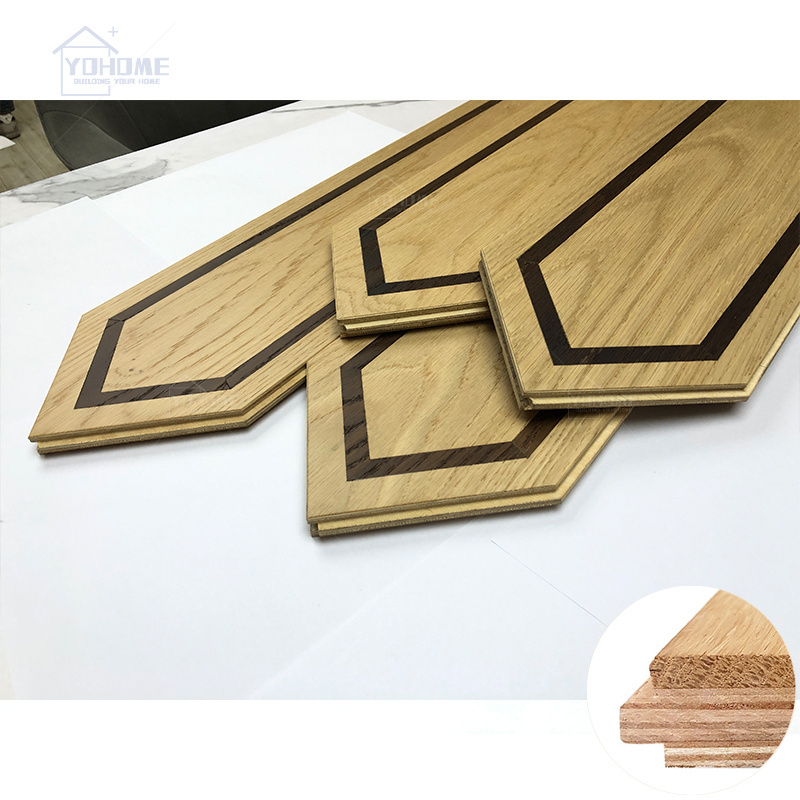 Unit block parquet wood flooring metal brass inlay wood art parquet wood flooring patterned engineered parquet flooring tile