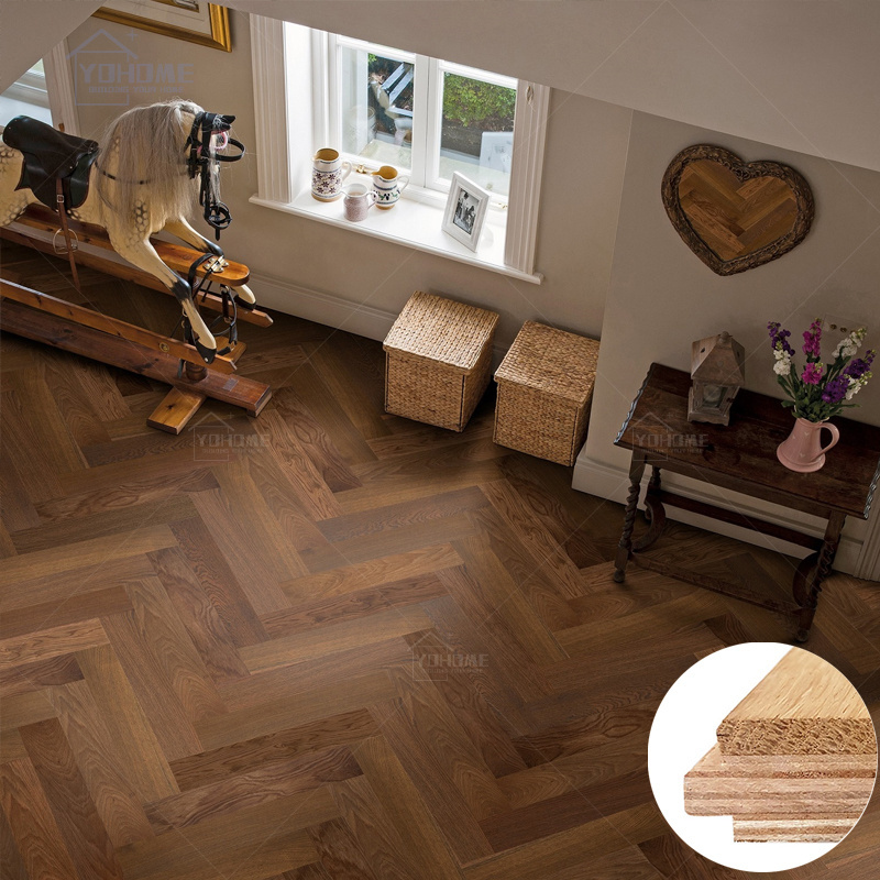 Henan wood floor solid wooden floor T&G clock chevron traditional oak oiled wood flooring