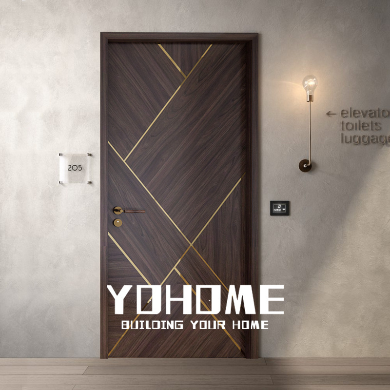 Yohome design luxury interior and exterior security doors luxury internal wood door for bedroom modern villa entrance front door