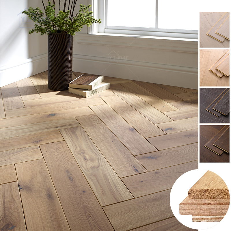 Multiple colors parquet pointe hongrie parquet spina ungherese parquet bois massif handcrafted oak herringbone flooring