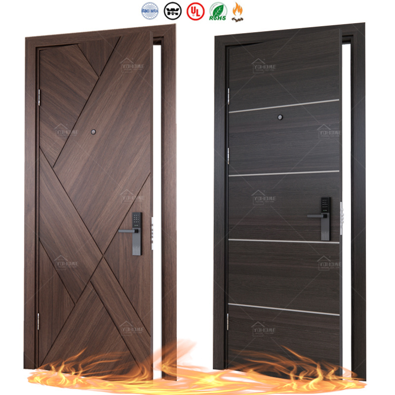 EN/BS/WH certification internal fd30 fd60 wooden fire resistant door flush hotel guest room door soundproof apartment wood door