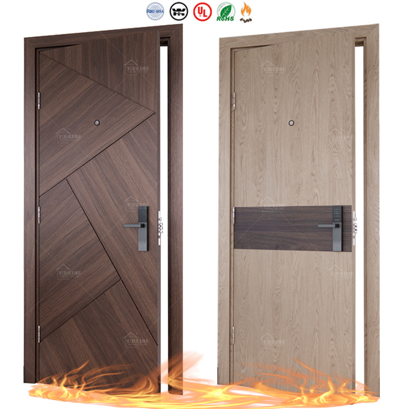 EN/BS/WH certification internal fd30 fd60 wooden fire resistant door flush hotel guest room door soundproof apartment wood door