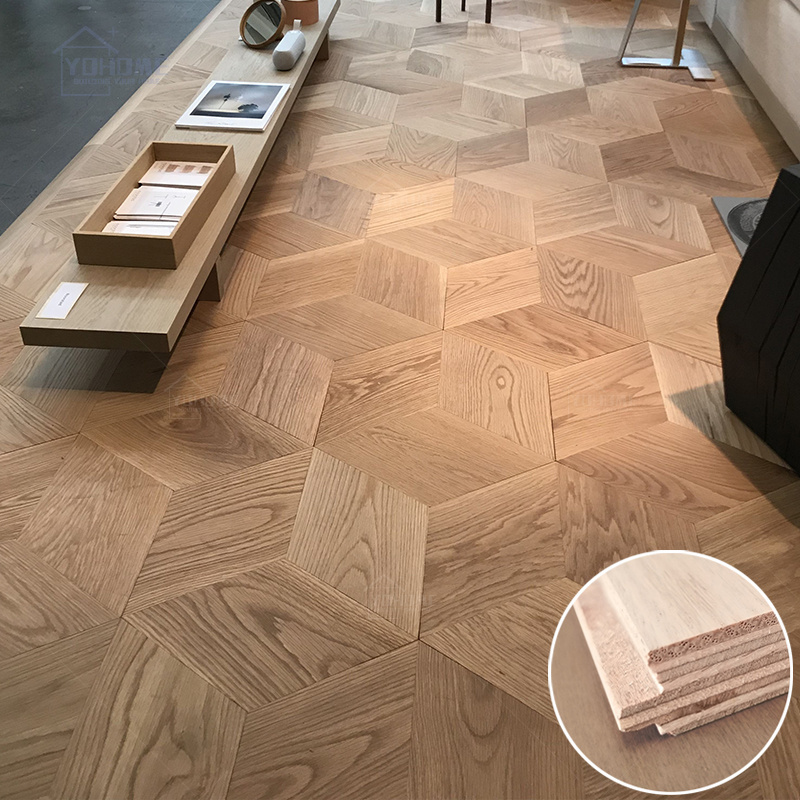 Australian 3d effect design parquet chene massif parquet engineered wood flooring hexagon pattern parquet wood flooring