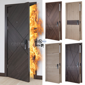 WH/UL/BS/EN listed apartment internal fireproof door wooden fire proof resistant door manufacturing hotel fire rated wood door