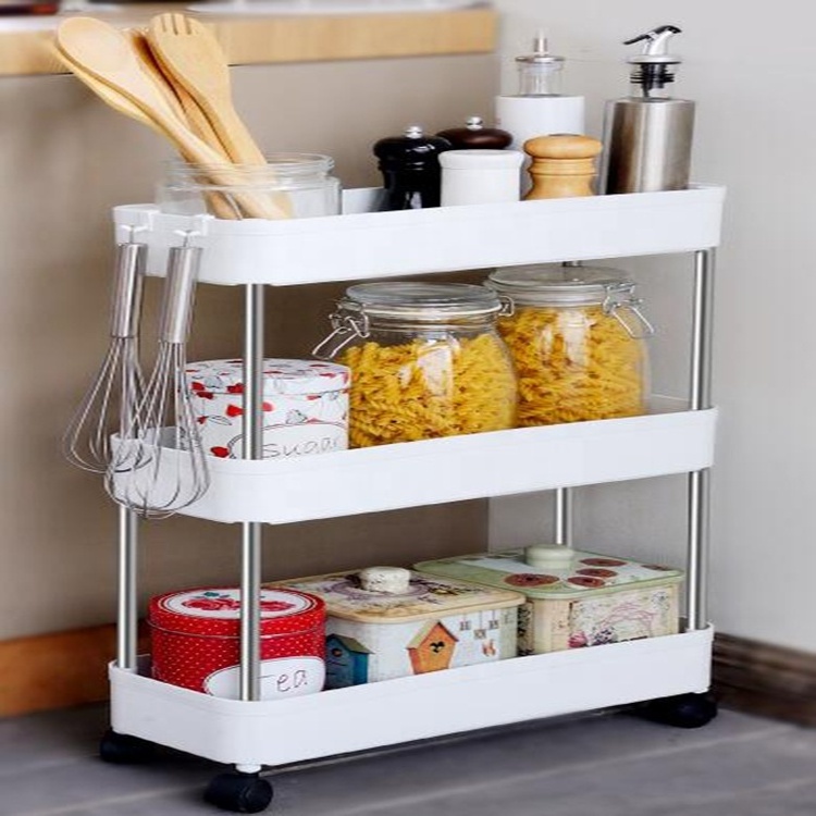 household multifunction 3 tiers organizer trolley storage rack with wheels for bathroom kitchen living room bedroom