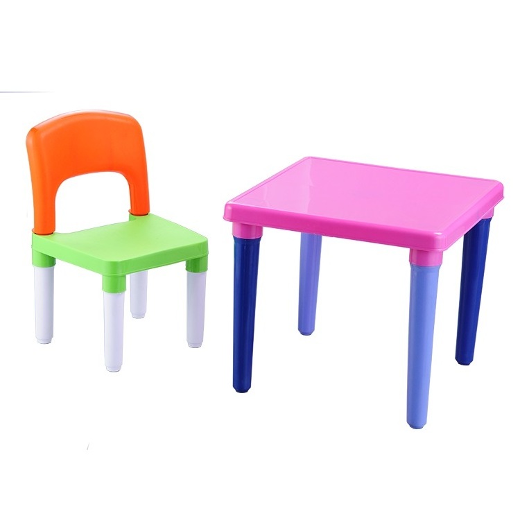 LINK BEST Wholesale 2 pcs safety plastic kids chair and desk children study detachable table chair sets