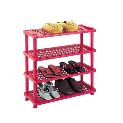 High Quality portable shoe shelves standing 4 Tier stackable plastic shoe rack