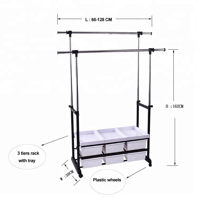 Double bar cloth hanger extension type garment hanger