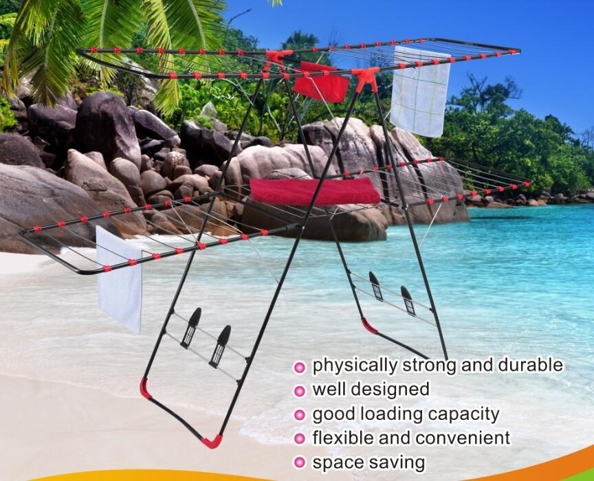 42M  folding 2 tiers outdoor cloth drying rack home use foldable laundry cloth hanger stand