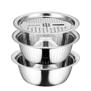 Hot sale high quality stainless steel strainer wet basket with grater vegetable cutter colanders