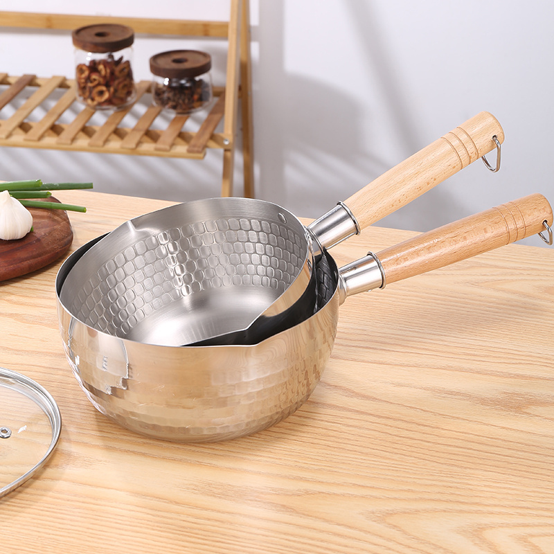 Japanese Style Saucepan Hammer Snow Pan Stock Pots With Wooden Handle Amazon Stainless Steel Sauce Pot Pot Milk Pan