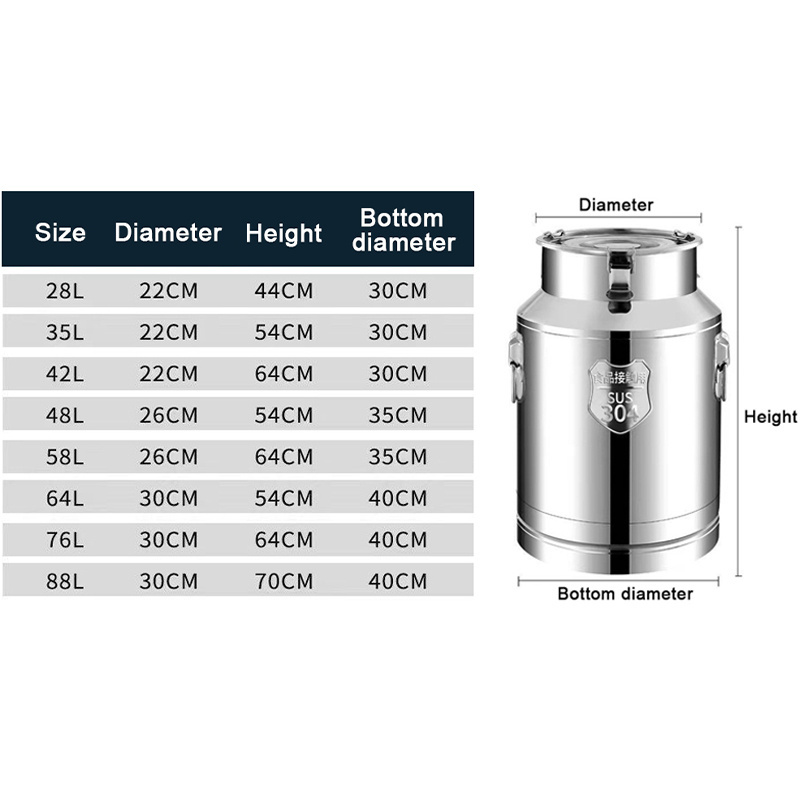 keep warm milk storage container drums pail metal honey tanks 304 stainless steel 10L-100L milk cans