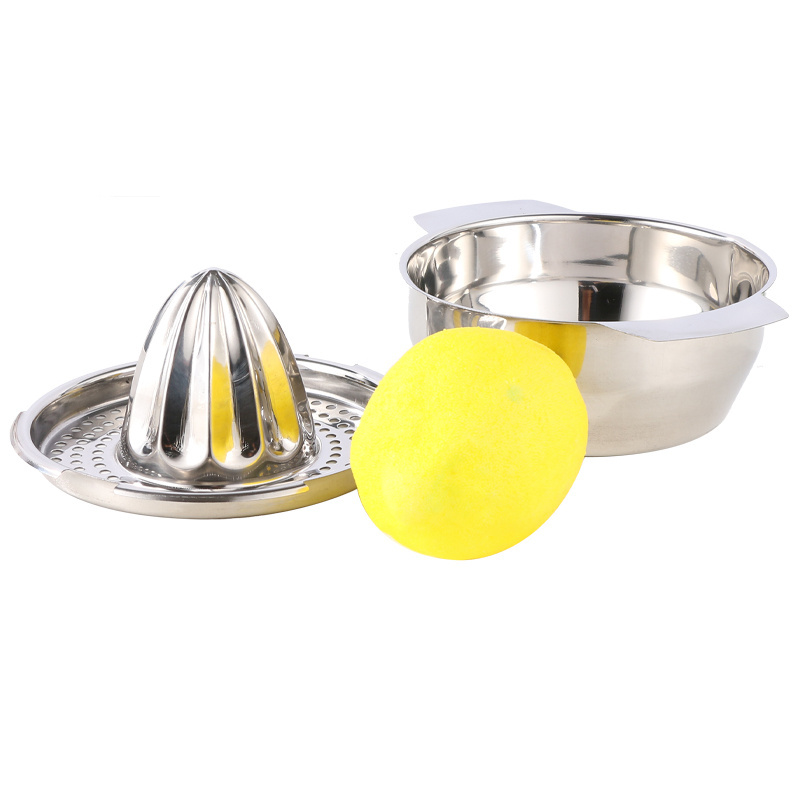 Portable manual metal fruit juicer citrus lemon squeezer Stainless Steel 2 in 1 Lemon Squeezer