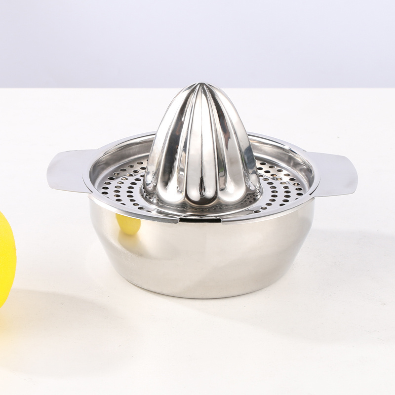 Portable manual metal fruit juicer citrus lemon squeezer Stainless Steel 2 in 1 Lemon Squeezer