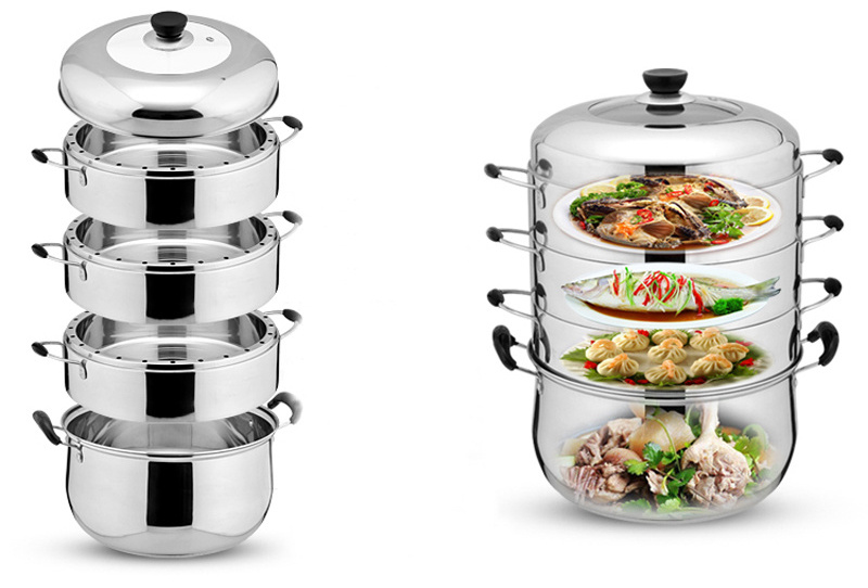 Steamer Pot food Stainless Steel 4 Layers Steamer Pot Cooking Stainless Steel with Lid