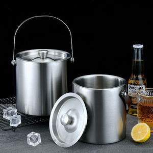 hotel Stainless Steel Double Wall Layer Design Multi Color Champagne gold Ice Bucket Beer Bucket with Lid