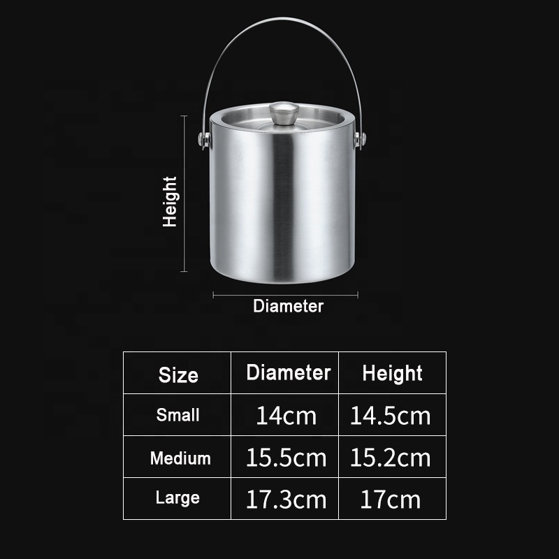 hotel Stainless Steel Double Wall Layer Design Multi Color Champagne gold Ice Bucket Beer Bucket with Lid