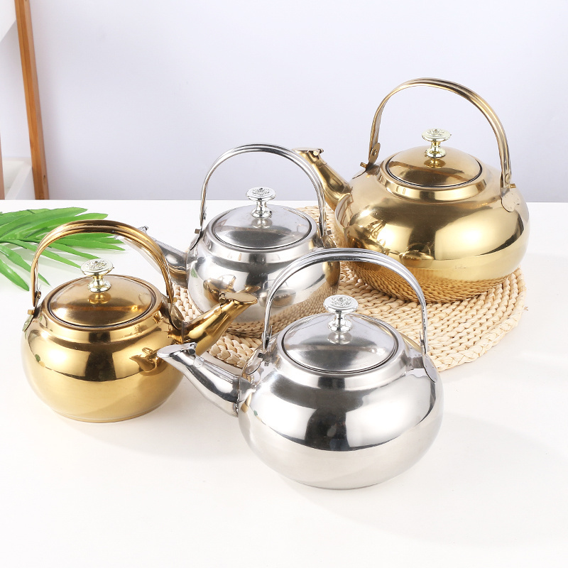 wholesale mini chinese metal stainless steel tea pot tea infuser kettle Arab golden  silver teapot to boil water