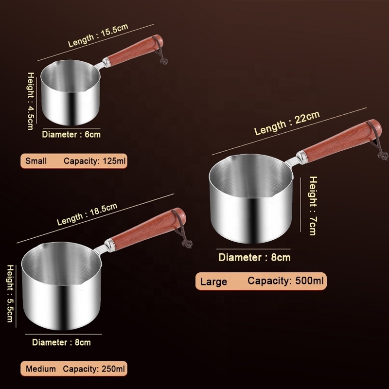 kitchen Mini Stainless Steel  304 Pot sauce pan Milk pan For Melting Butter Chocolate Cream  pan candle melting pot