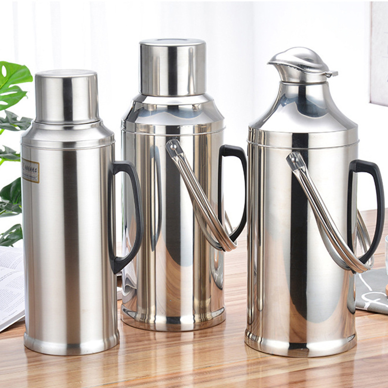 double wall glass hot water tea coffee jug thermal pot camping metal stainless steel thermos vacuum flask