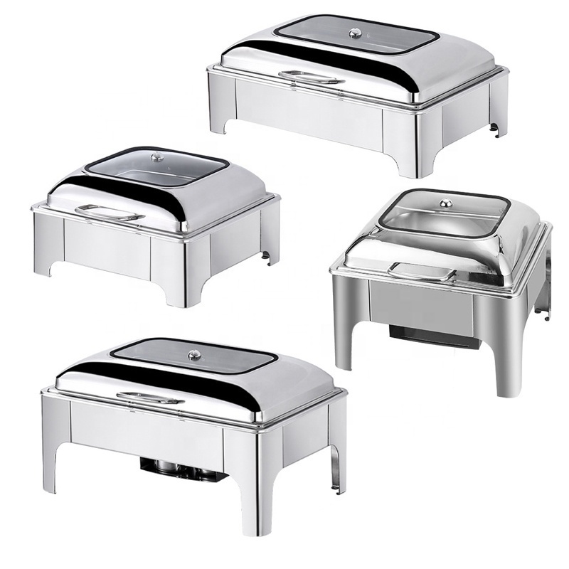 Stainless Steel Chafing Dishes with Folding Shelf Buffet Food Warmer Rectangular Chafing Dish