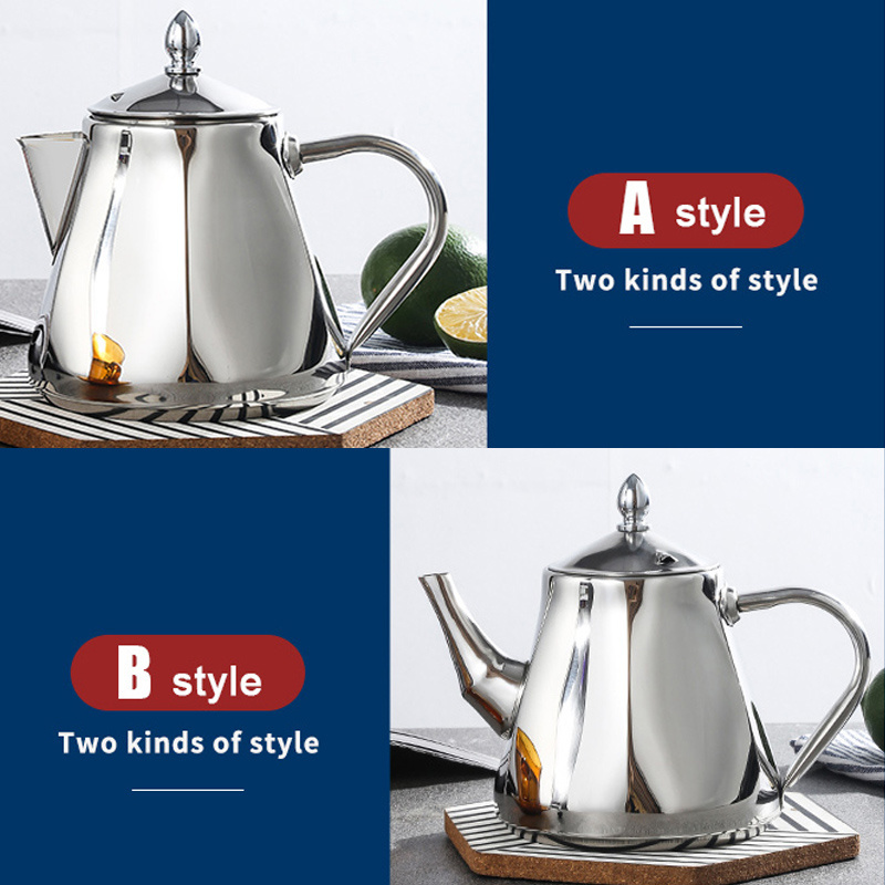 Custom Metal Turkish Coffee Kettle Stainless Steel Teapot Water Pot Tea Steeper 1.2L 1.5L Coffee Kettle