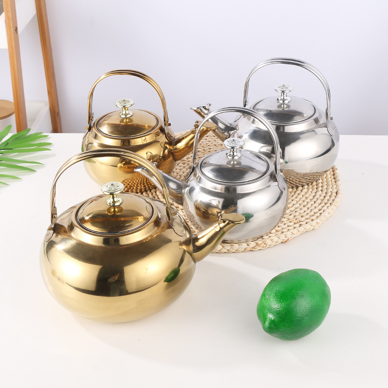 wholesale mini chinese metal stainless steel tea pot tea infuser kettle Arab golden  silver teapot to boil water