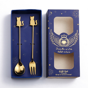 Creative Cat Fish Shape Luxury High Quality Gold Silver Stainless Steel Cutlery Set Spoon and Fork Set Wedding Bulk Flatware