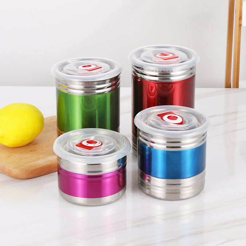 metal storage containers candy coffee jars storage 4pcs set stainless steel kitchen storage jar food containers