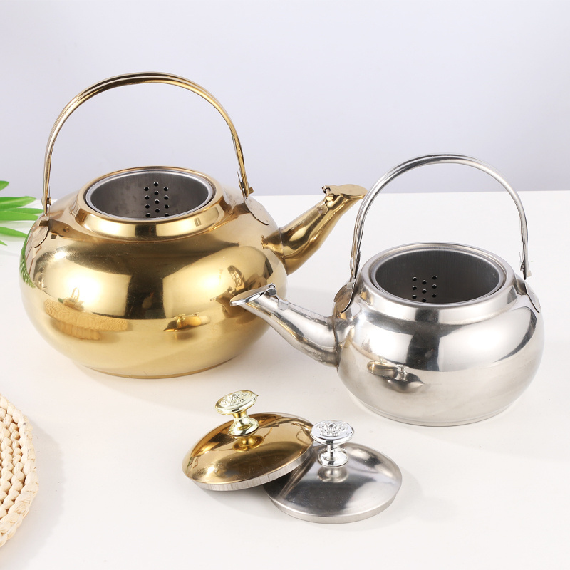 wholesale mini chinese metal stainless steel tea pot tea infuser kettle Arab golden  silver teapot to boil water