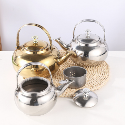 wholesale mini chinese metal stainless steel tea pot tea infuser kettle Arab golden  silver teapot to boil water