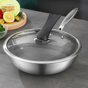 Non Stick Fry Pan Cookware 304/316 Stainless Steel Honey Comb Frying Pan Triply Nonstick Pan Frying with Handle