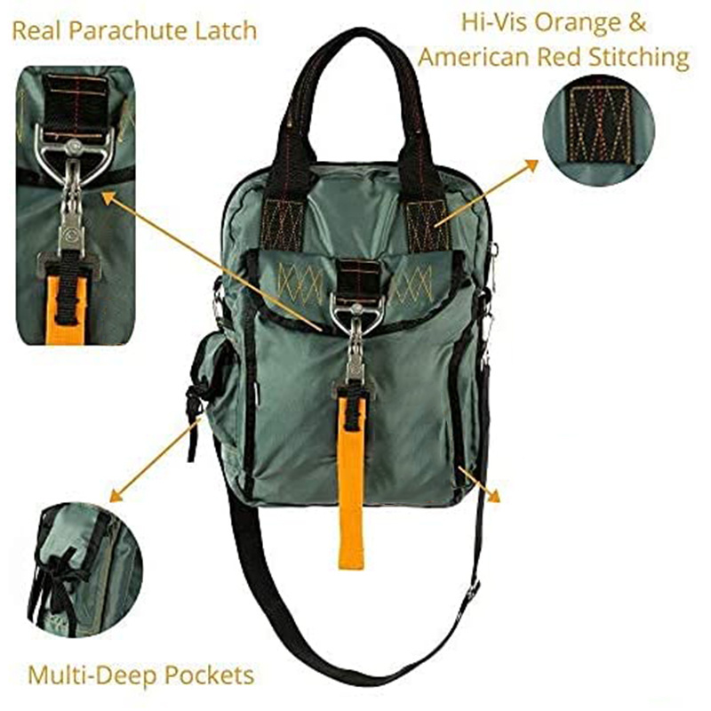 Elegant Design Parachute Style Pilot Helmet Crossbody Sling Flight Gear Bag