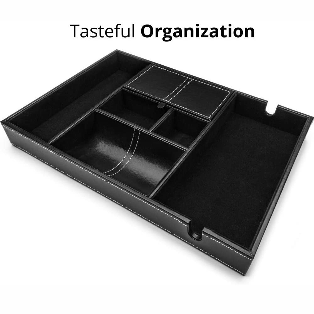 Multi Valet Tray Leather Desk Dresser Organizer Catchall Tray Valet Tray for Men