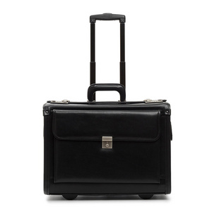 New style Elegant Design18" Wheeled Leather Catalog Case Wheeled Pilot Case