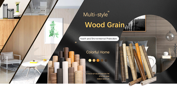 Self adhesive decor wood grain pvc viny film lamination sticker 3d home decoration wallpaper