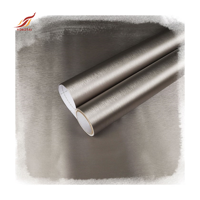 KW009 Grey metallic permanent vinyl roll 3m metallic wallpaper peel and stick silver brushed film