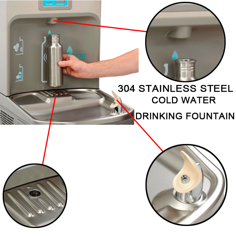 Factory Supply Sensor Activation Drinking Water Cooler POU Dispenser Wall Mounted Bottle Filling Station Cold Drinking Fountain