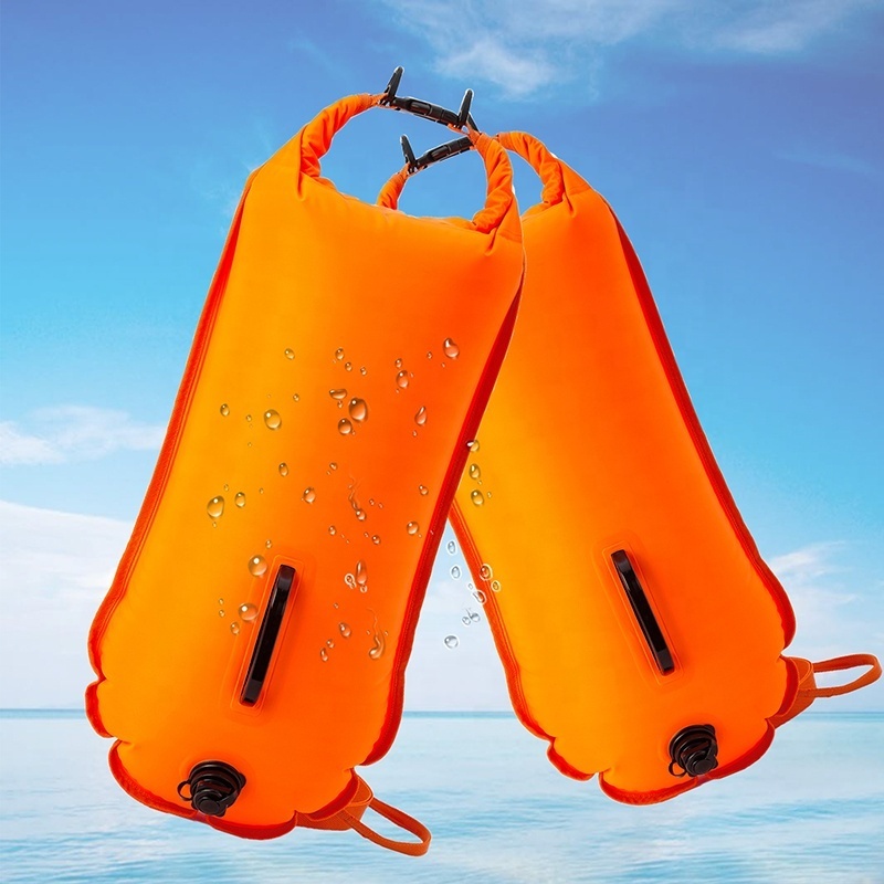 High Visible Recycled Plastic Swimming Float Waterproof Bag Custom Swimming Safety Float Buoy