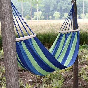 2 Person Cotton Canvas Portable Hammock, Sturdy and Comfortable Double Hammock for Tree, Camping, Backyard and Beach,