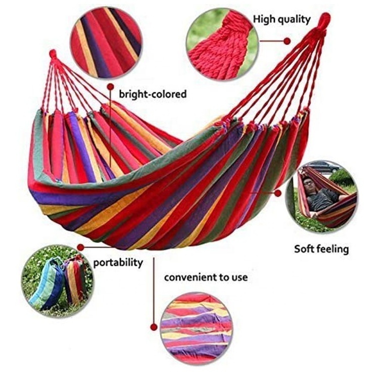 Knit Hammock Canvas Hammock Camping Hiking Folding Outdoor for Family Adult Cloth Bag Cotton Canvas Ns 200 Hammock 2 in 1 YF