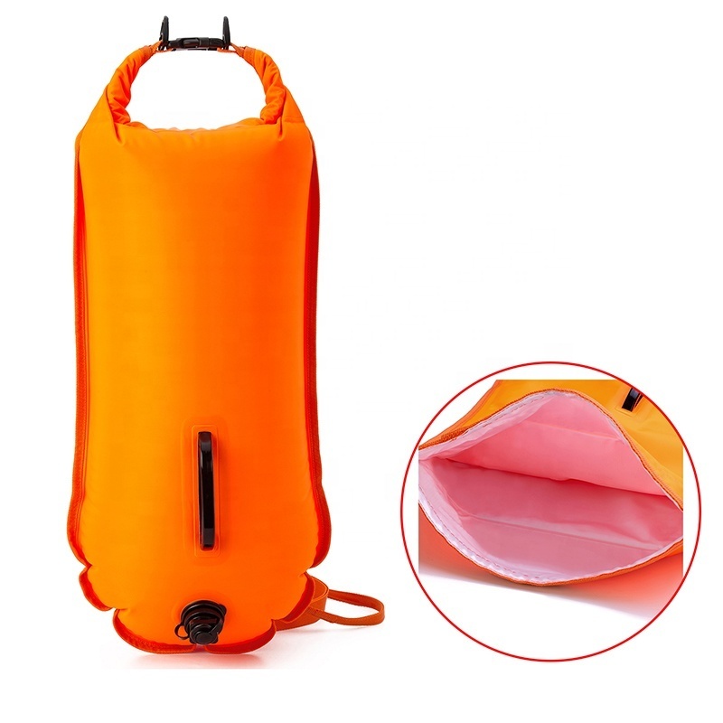 High Visible Recycled Plastic Swimming Float Waterproof Bag Custom Swimming Safety Float Buoy