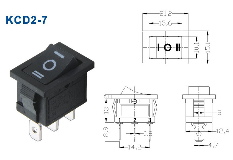 Custom White Black Boat Type Toggle Switch 16A 250V 1E4 Rocker Switch 3 Ways ON OFF ON Switch