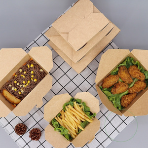 take out fast food packaging paper boxes takeaway food paper salad noodles lunch box for sale