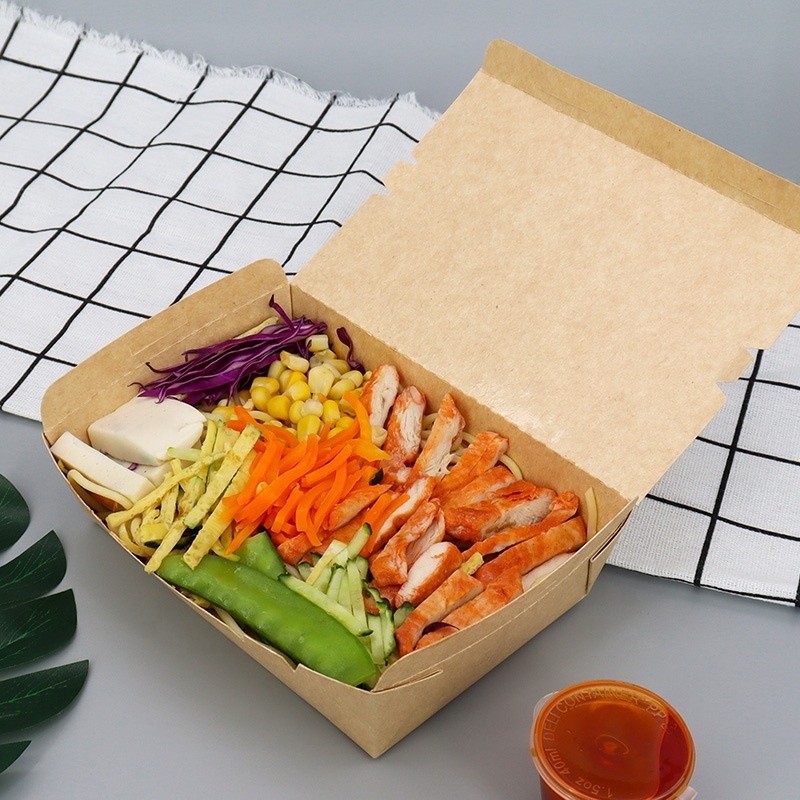 take out fast food packaging paper boxes takeaway food paper salad noodles lunch box for sale