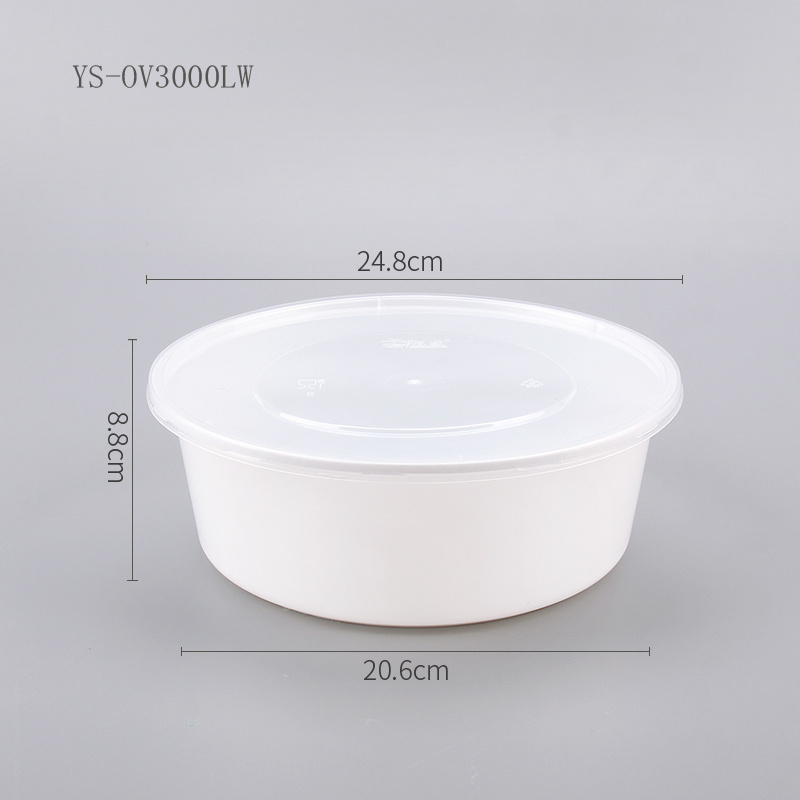 3000ml disposable plate clear takeaway food container round  plastic big bowls with lids