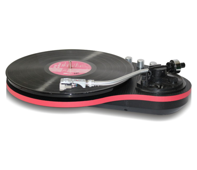 Turntable with BT transmitter, magnetic cartridge,  turntable pitch control & built-in speaker